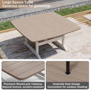 9-Piece HDPE Outdoor Dining Set with Umbrella Hole