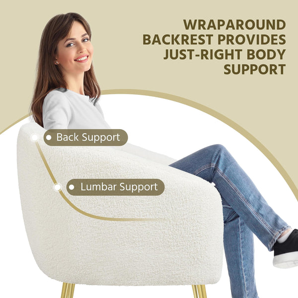 Boucle Barrel Accent Chair with Removable Cushion