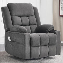 Swivel Rocker Recliner Chair with Massage & Heat