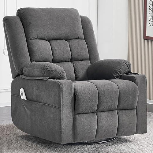 Swivel Rocker Recliner Chair with Massage & Heat