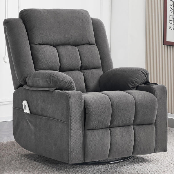 Swivel Rocker Recliner Chair with Massage & Heat