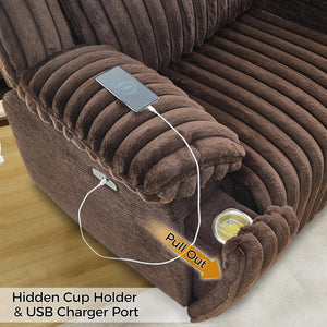Power Reclining Sectional Sofa – 6-Seat Faux Fur with Wireless Charger