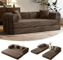 SAVENICA 79" Convertible Floor Sofa Bed, 5-in-1 Modular Sleeper with Removable Parts, No Assembly Corduroy Futon from Sofa to Oversized Bed, Non-Slip Base for Living Room, Dorm (Light Gray)