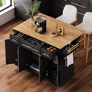 Kitchen Island with Storage & Drop Leaf