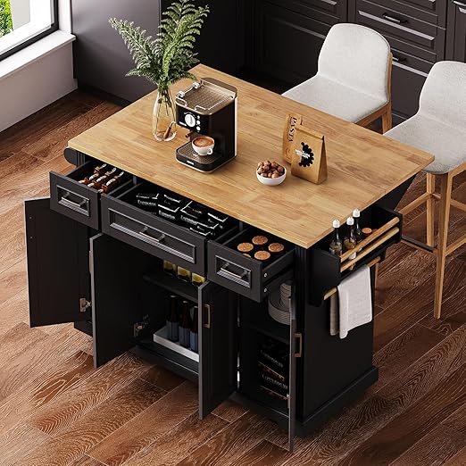 Kitchen Island with Storage & Drop Leaf