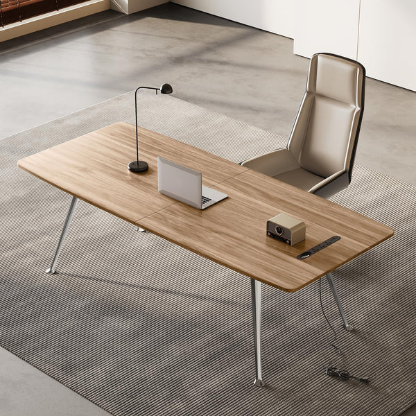 60-Inch Executive Desk with Chrome Legs & Built-In Power Outlet