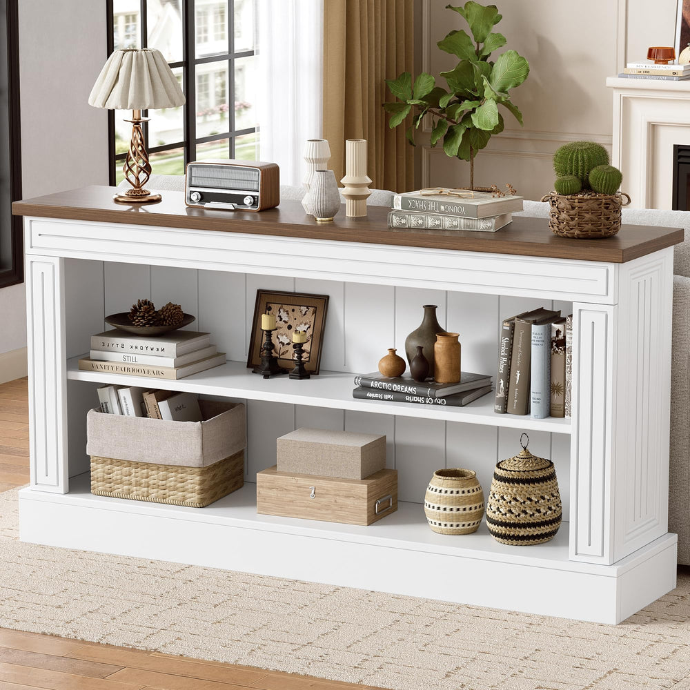63-Inch Narrow Console Table with 3-Tier Shelves