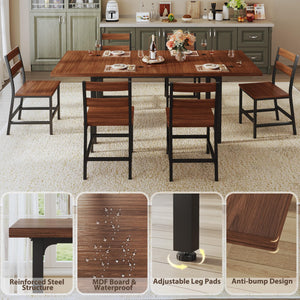7-Piece Extendable Dining Table Set with 6 Chairs