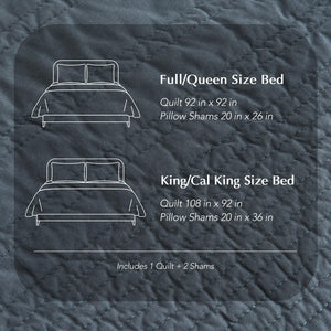Cotton Quilt Set with Pillow Shams – Modern Stripe Coverlet