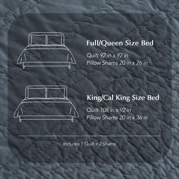 Cotton Quilt Set with Pillow Shams – Modern Stripe Coverlet