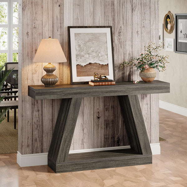 Farmhouse Console Table 55-Inch with Storage