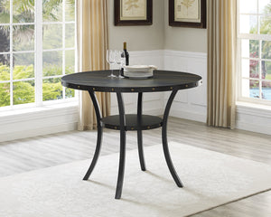 5-Piece Round Counter Height Dining Set with Fabric Nailhead Stools