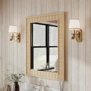 Rectangular Wood Framed Wall Mirror 37"x28"