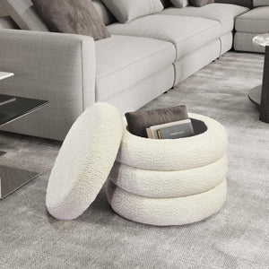 Round Storage Ottoman with Removable Lid