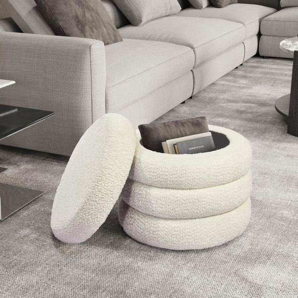 Round Storage Ottoman with Removable Lid
