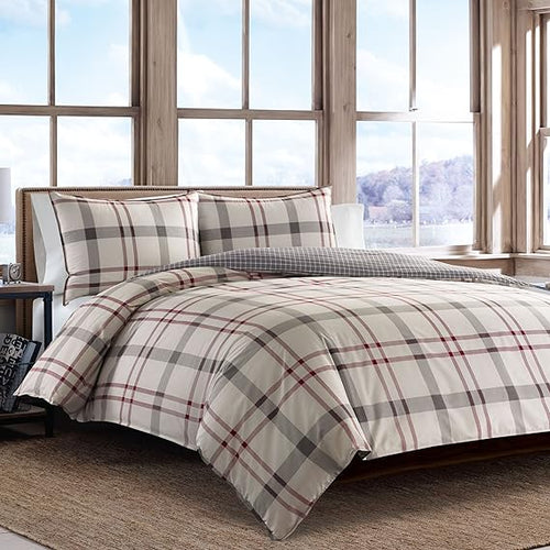 Plaid Cotton Duvet Cover Set with Shams