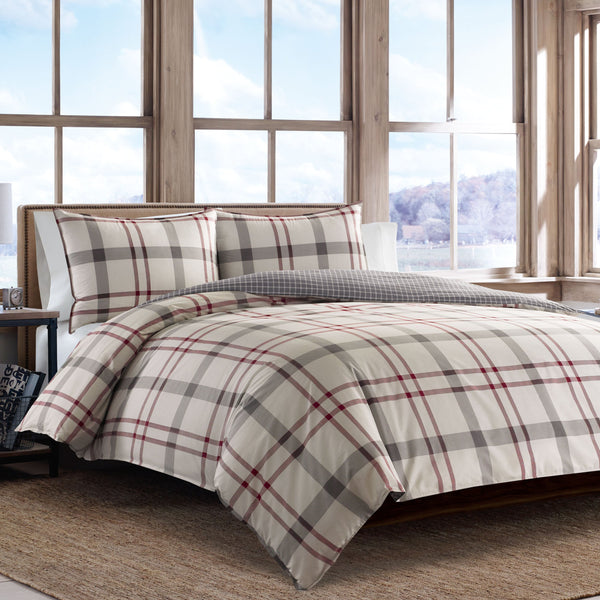 Plaid Cotton Duvet Cover Set with Shams