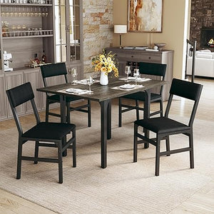 Extendable Dining Table Set for 4 with Upholstered Chairs