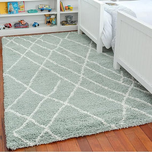 Soft Touch Shag Area Rug – Abstract Moroccan Pattern, 4x6