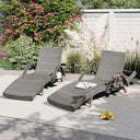 Outdoor Reclining Chaise Lounge Set of 2 with Pull-Out Side Table