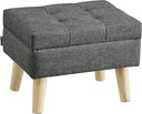 Storage Ottoman with Padded Seat & Wood Legs
