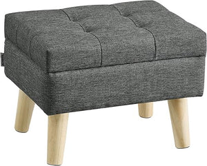 Storage Ottoman with Padded Seat & Wood Legs