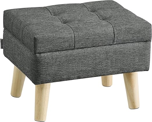 Storage Ottoman with Padded Seat & Wood Legs