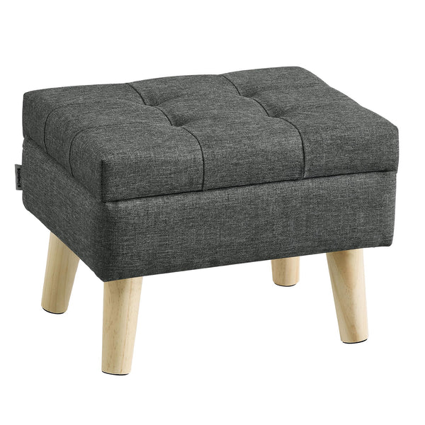 Storage Ottoman with Padded Seat & Wood Legs
