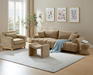 Oversized Accent Armchair with Wood Base
