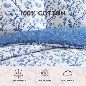 Queen Comforter Set – 7-Piece Reversible Cotton Bedding