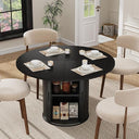 47" Round Dining Table with Storage Shelf & Sliding Door