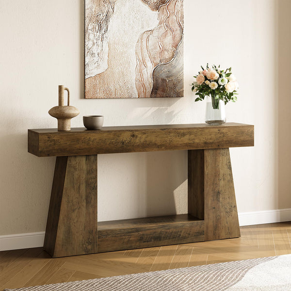 63" Farmhouse Console Table with Storage