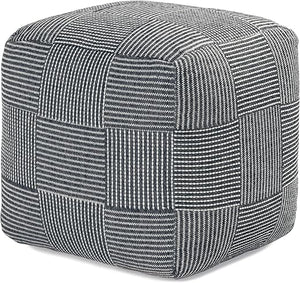 Handmade Square Pouf Ottoman | Cotton Floor Footrest & Accent Seat | 20"