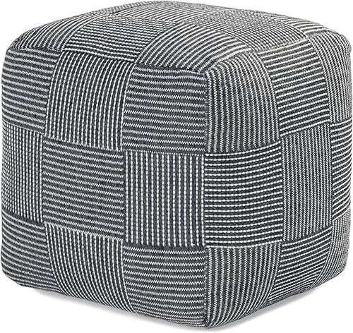 Handmade Square Pouf Ottoman | Cotton Floor Footrest & Accent Seat | 20"