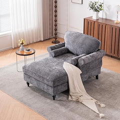 Chenille Recliner Sofa Chair with Curved Armrests & Pocket Springs
