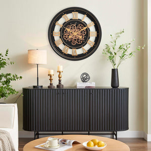 Large Moving Gear Wall Clock with Roman Numerals