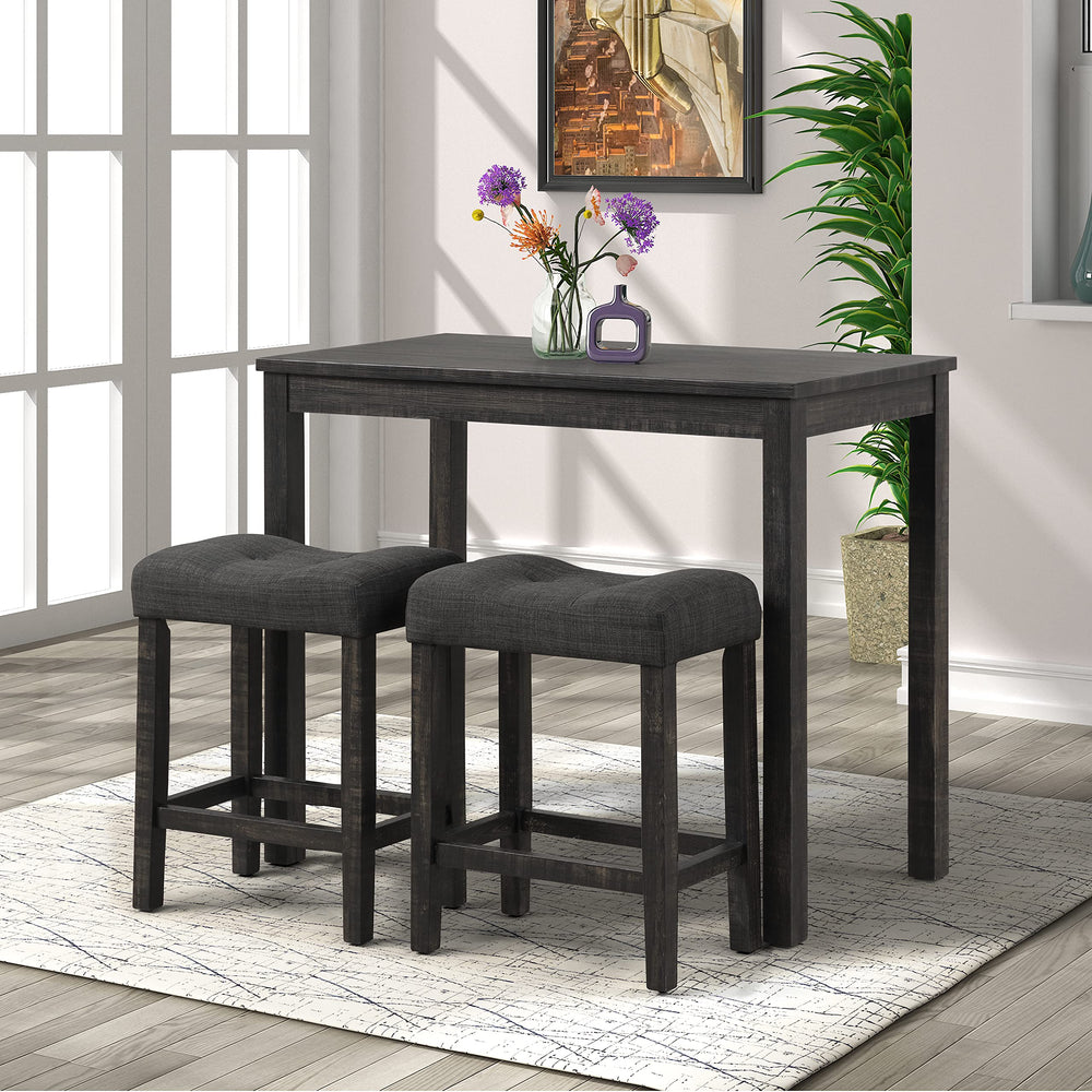 3-Piece Counter Height Dining Set with Upholstered Stools