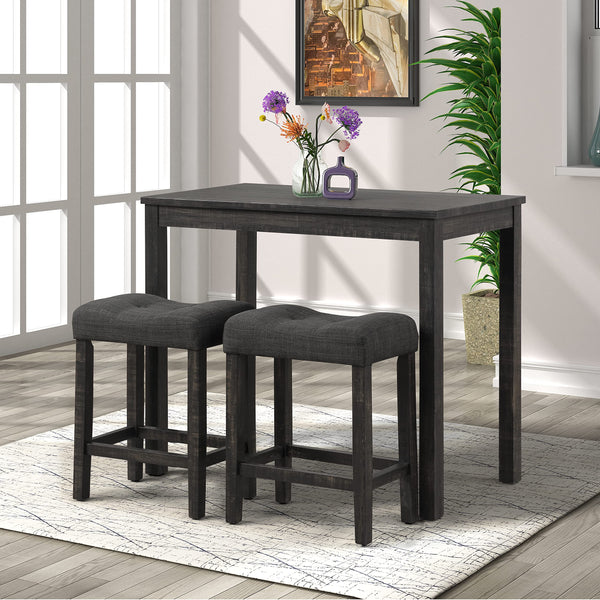 3-Piece Counter Height Dining Set with Upholstered Stools