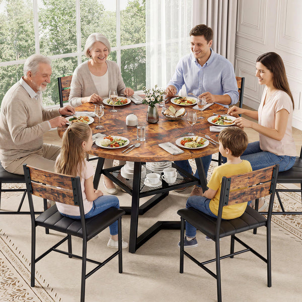47.2" Round Dining Table with Storage Shelf