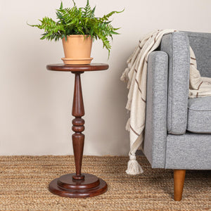 Creative Co-Op Bishop Pedestal Cocktail Side Table, Dark Chestnut