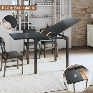 7-Piece Extendable Dining Table Set with 6 Upholstered Chairs