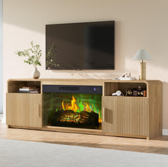 70" Fluted TV Stand with 30" Electric Fireplace
