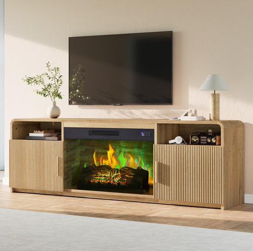 70" Fluted TV Stand with 30" Electric Fireplace