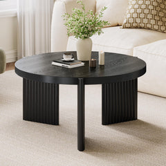 Round Coffee Table – Black Fluted