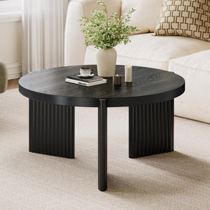 Round Coffee Table – Black Fluted