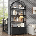 5-Tier Arched Bookshelf with Metal Frame