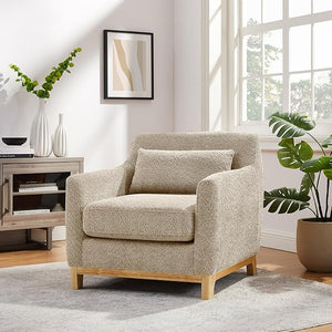 Oversized Accent Armchair with Wood Base