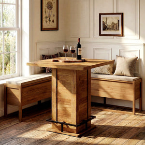 Square Bar Height Pub Table with Footrest