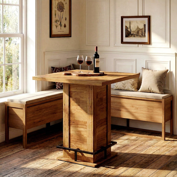 Square Bar Height Pub Table with Footrest