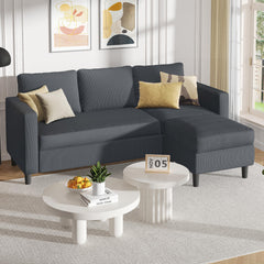 Shintenchi Modern Upholstered Sectional Sofa, L-Shaped Couch with Reversible Chaise for Living Room, New Corduroy Fabric